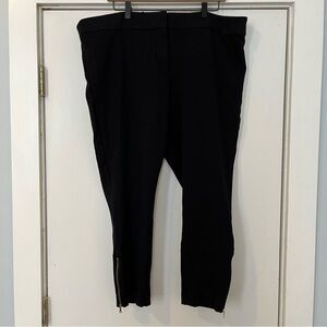 Loft women’s plus size 22 cropped dress pants black gold zipper work office